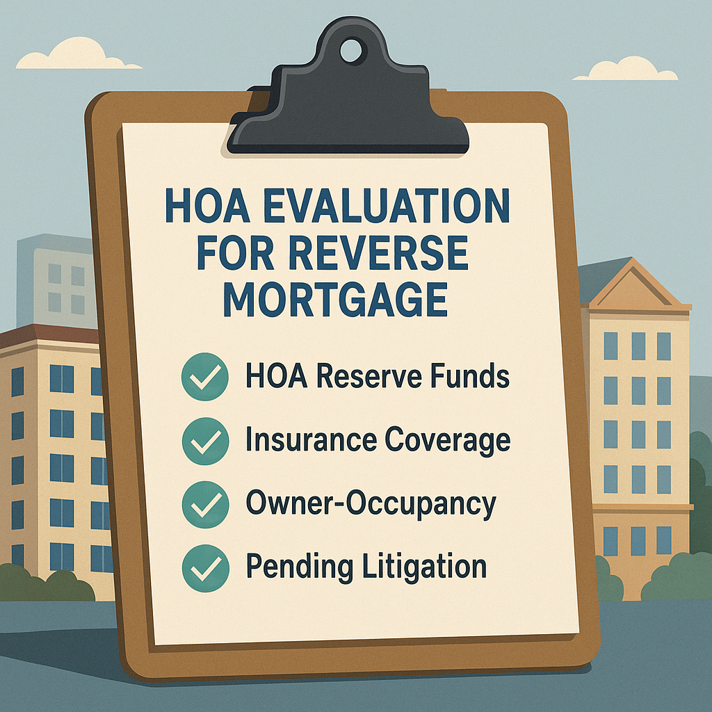 HOA evaluation checklist graphic for FHA reverse mortgages