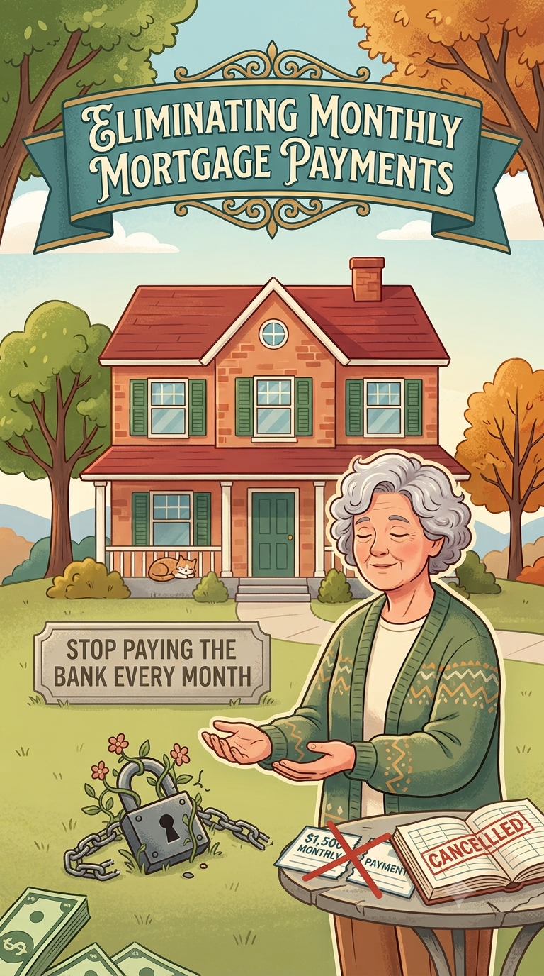 Retired homeowner with a cancelled monthly mortgage payment after using a reverse mortgage to pay off her existing loan