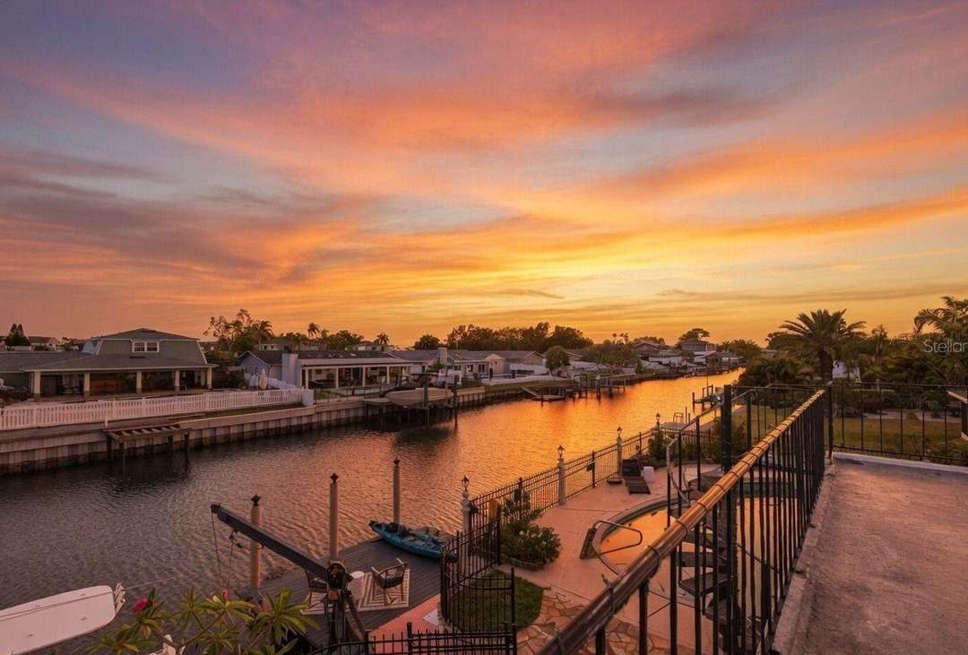 Reverse mortgages in Florida: a waterfront canal community at sunset
